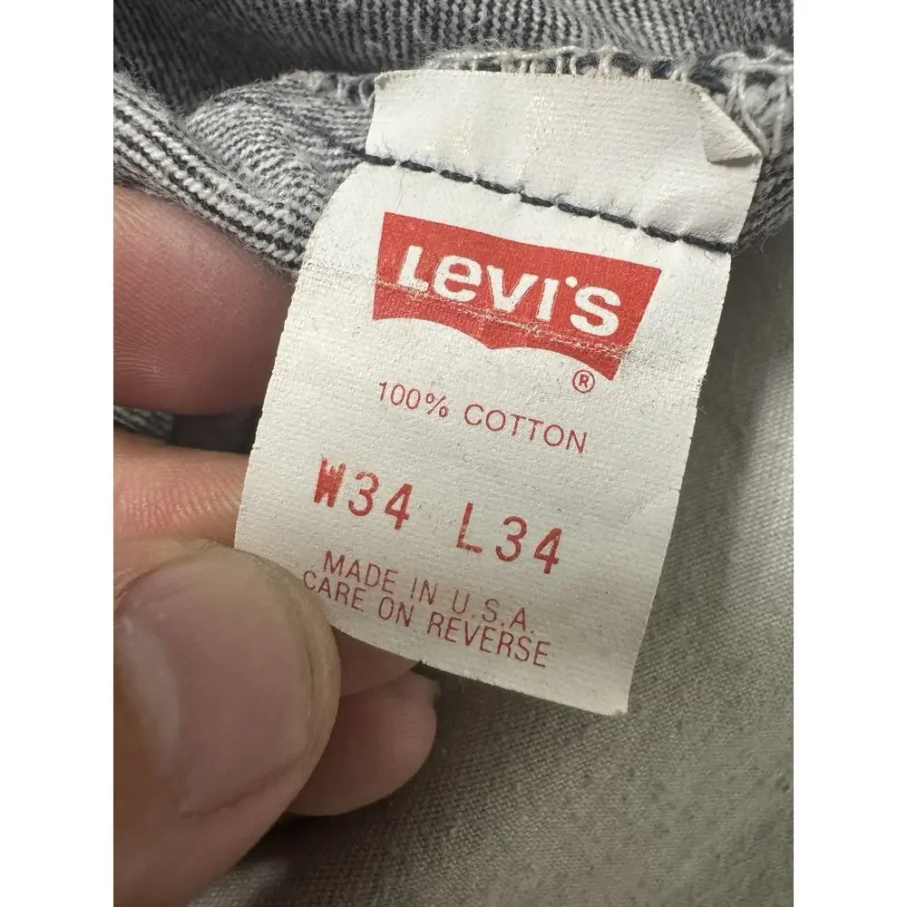 Vintage 90's Levi's 501 34X34 Charcoal Black Button Fly Jeans Classic Casual